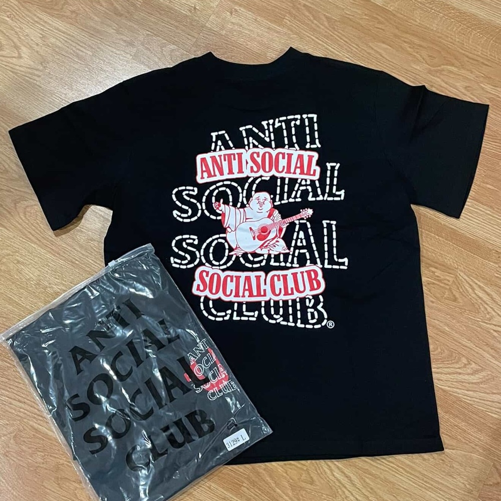 Anti Social Social Club Black Tee with Red and White Design